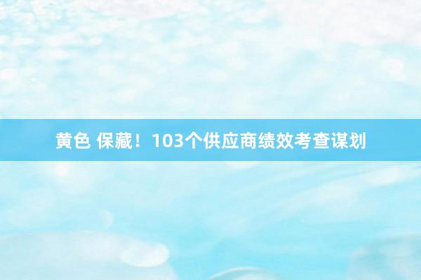 黄色 保藏！103个供应商绩效考查谋划